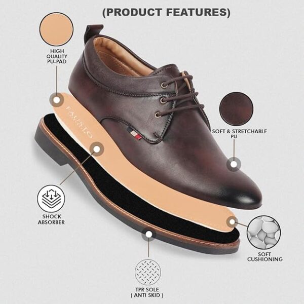 FAUSTO Men's Formal Lace Up Oxford Shoes for Office - Image 3